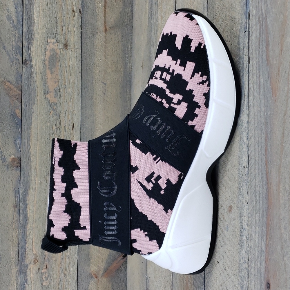 Juicy Couture Ariella Slip On High Top Knit Sneakers Pink Tie Dye Black - Picture 2 of 8
